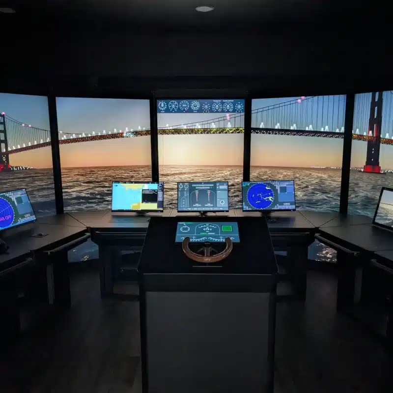 Ship handling simulator setup used for maritime professional training